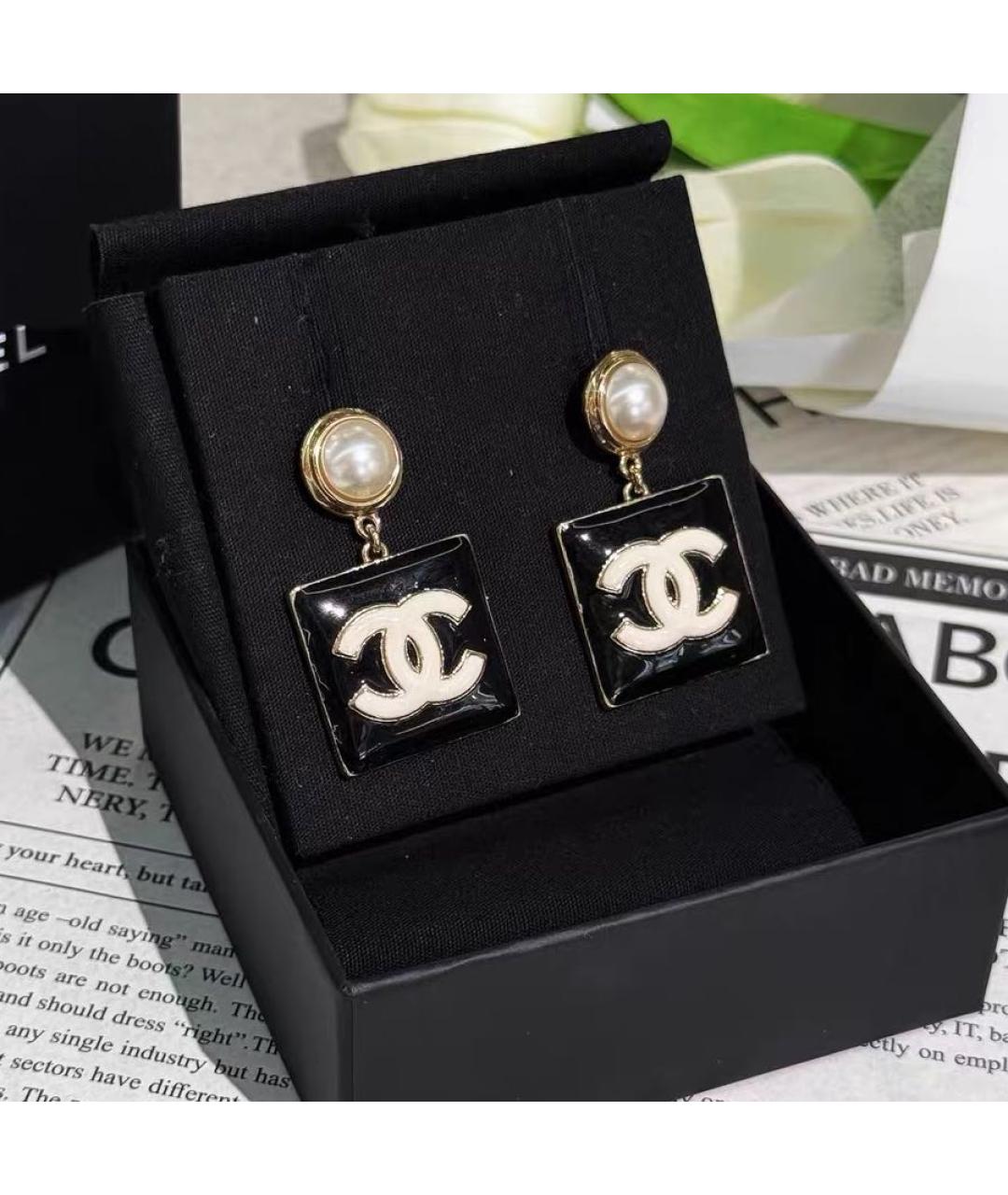 CHANEL Черные серьги, фото 2