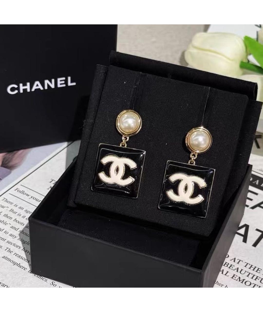 CHANEL Черные серьги, фото 5