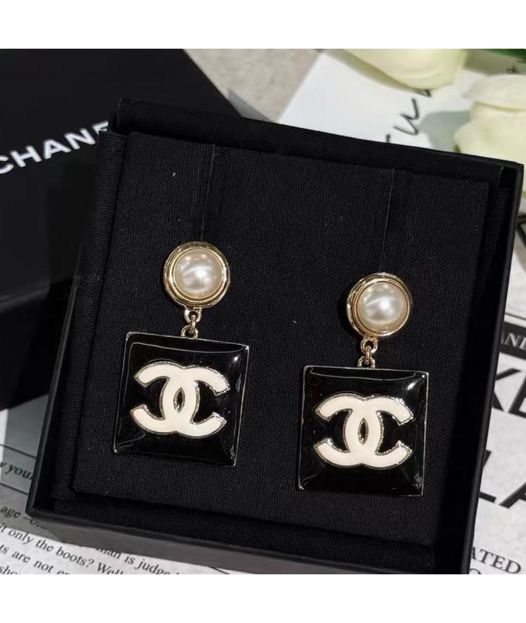 CHANEL Черные серьги, фото 3