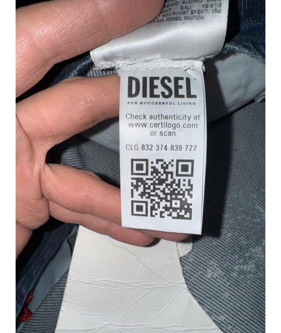 DIESEL Голубые хлопковые джинсы слим, фото 8