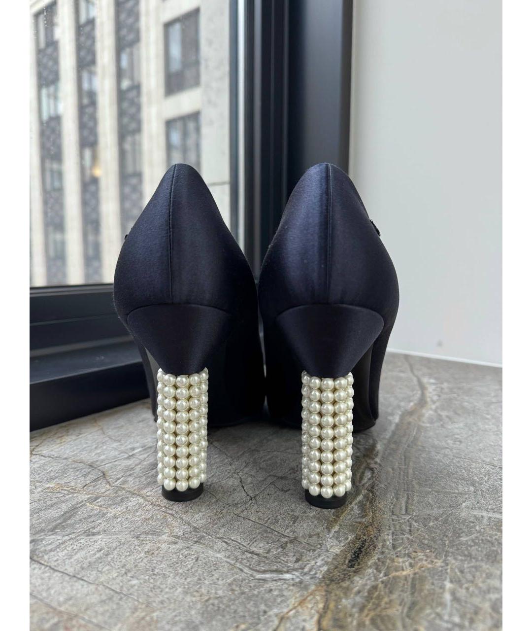 CHANEL Темно-синие текстильные туфли, фото 4