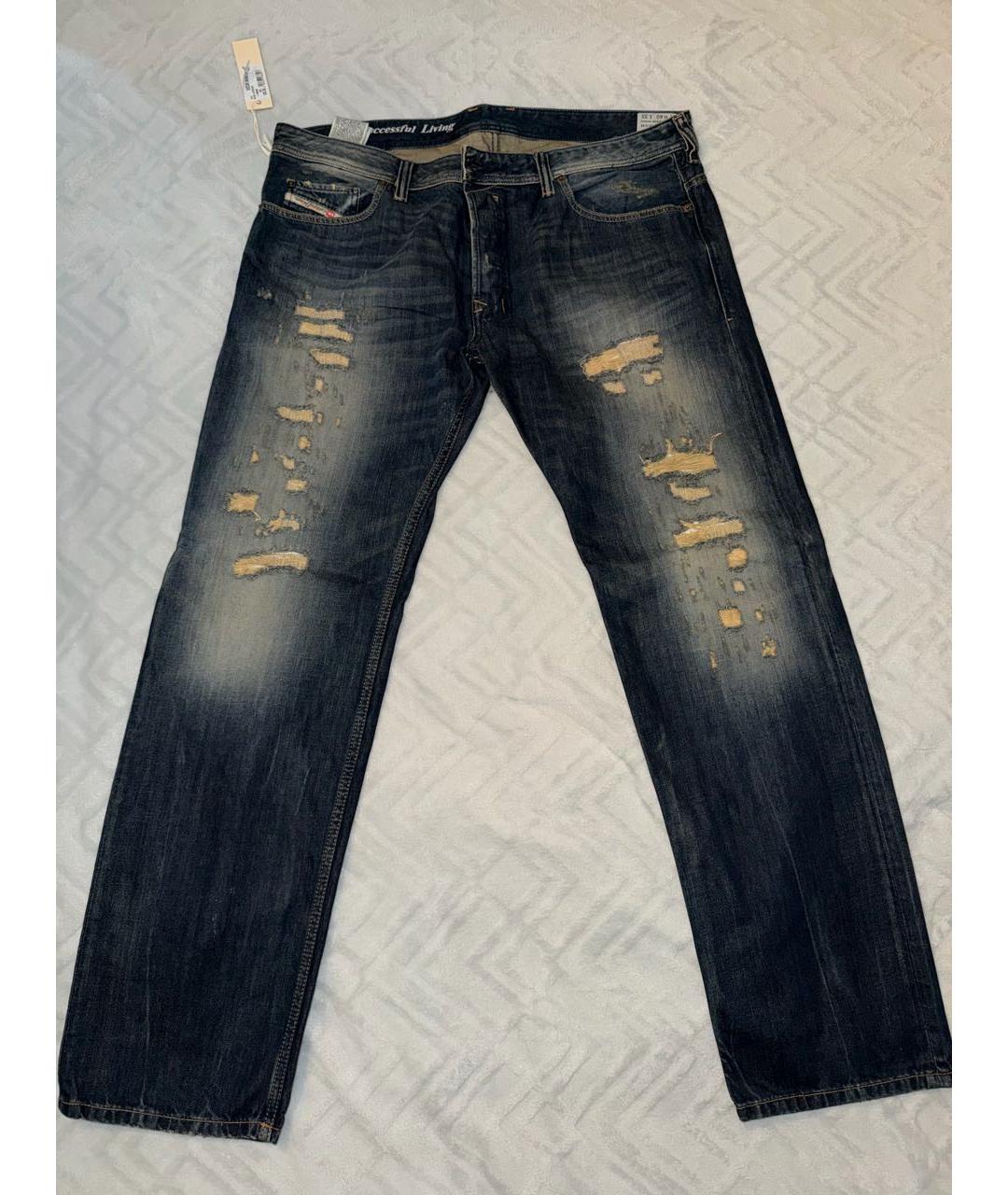 DIESEL Синие хлопковые прямые джинсы, фото 5