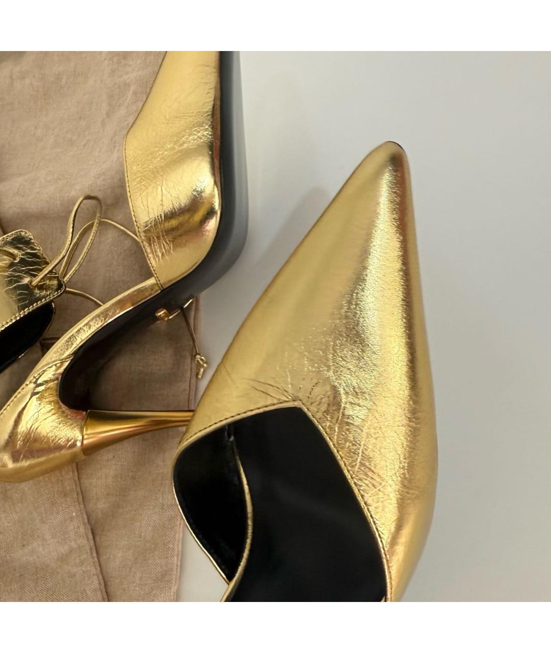 GUCCI Золотые кожаные туфли, фото 5