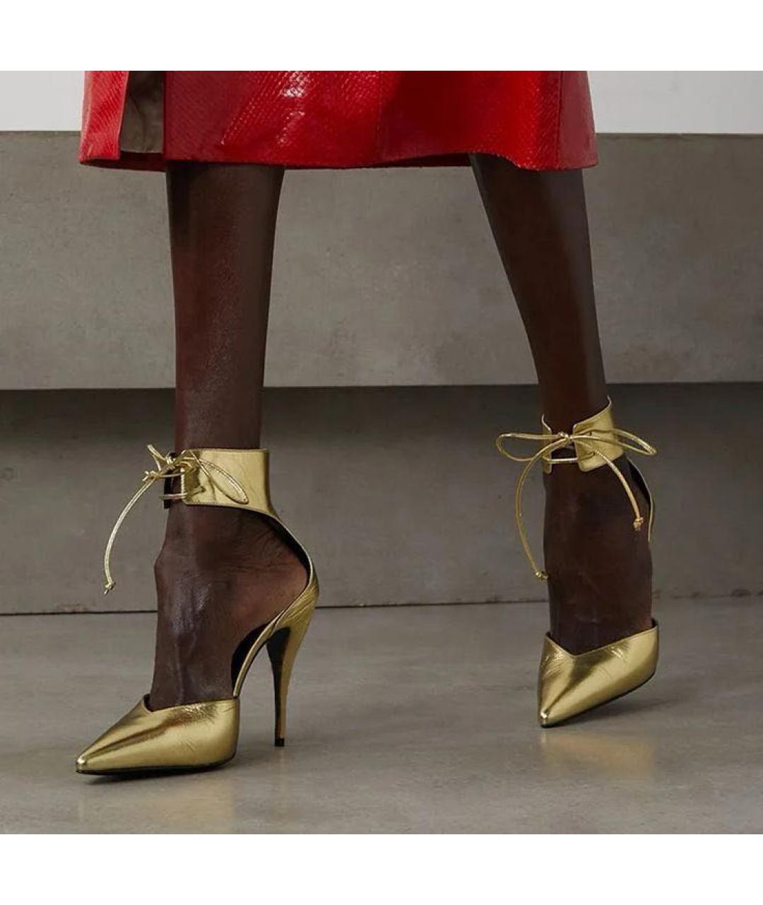 GUCCI Золотые кожаные туфли, фото 3