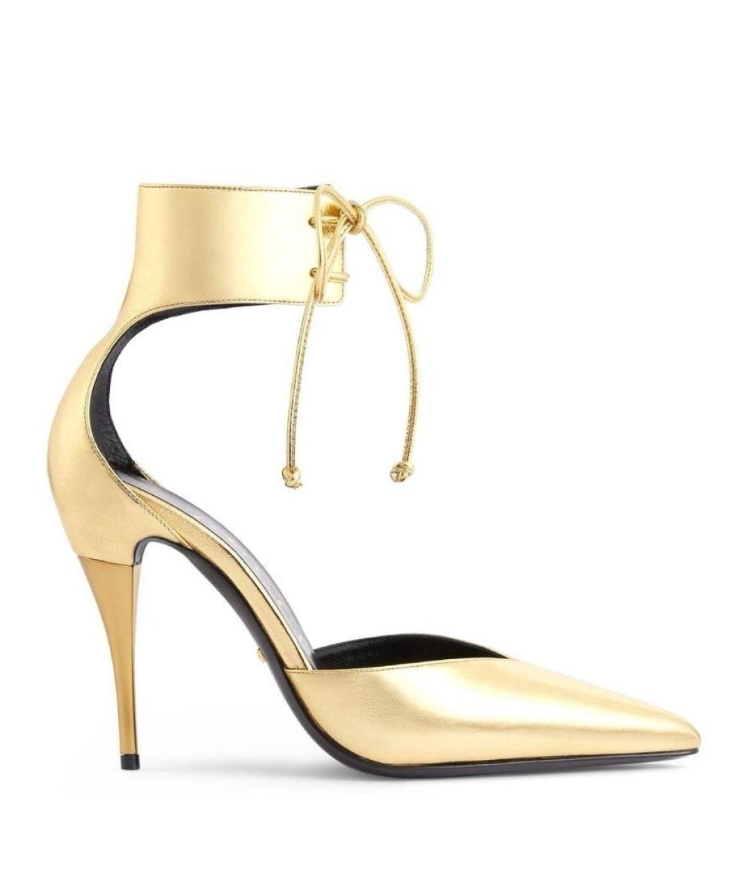 GUCCI Золотые кожаные туфли, фото 9