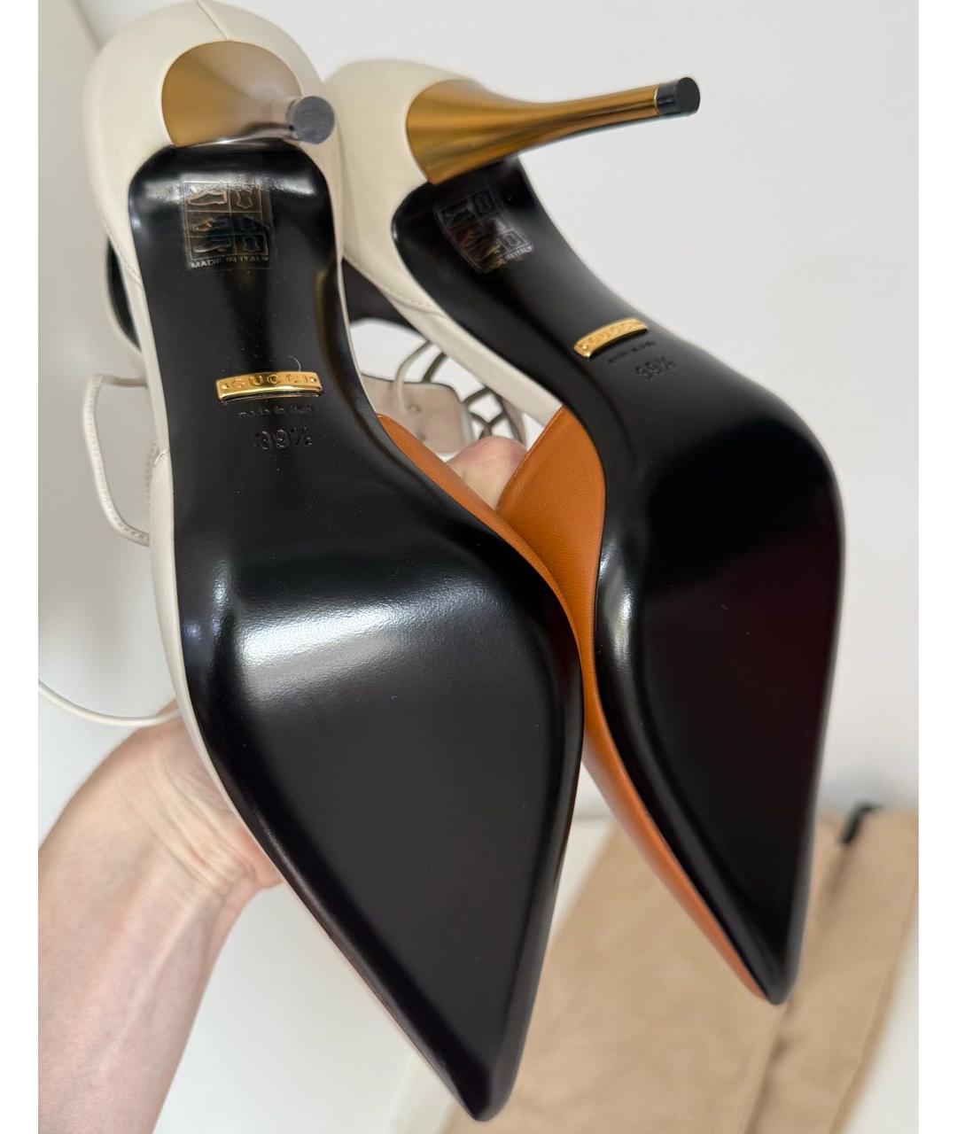 GUCCI Бежевые кожаные туфли, фото 4