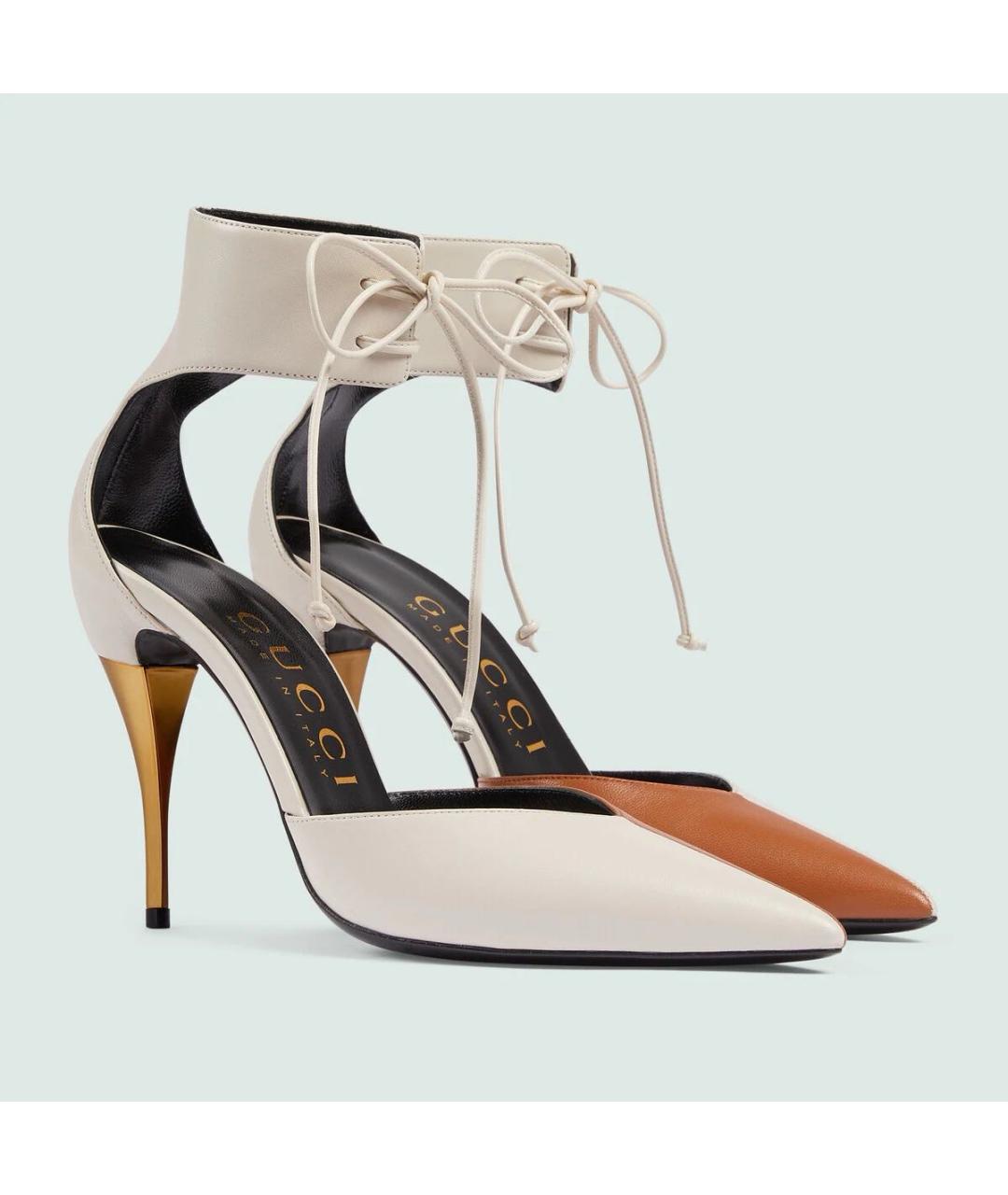 GUCCI Бежевые кожаные туфли, фото 9