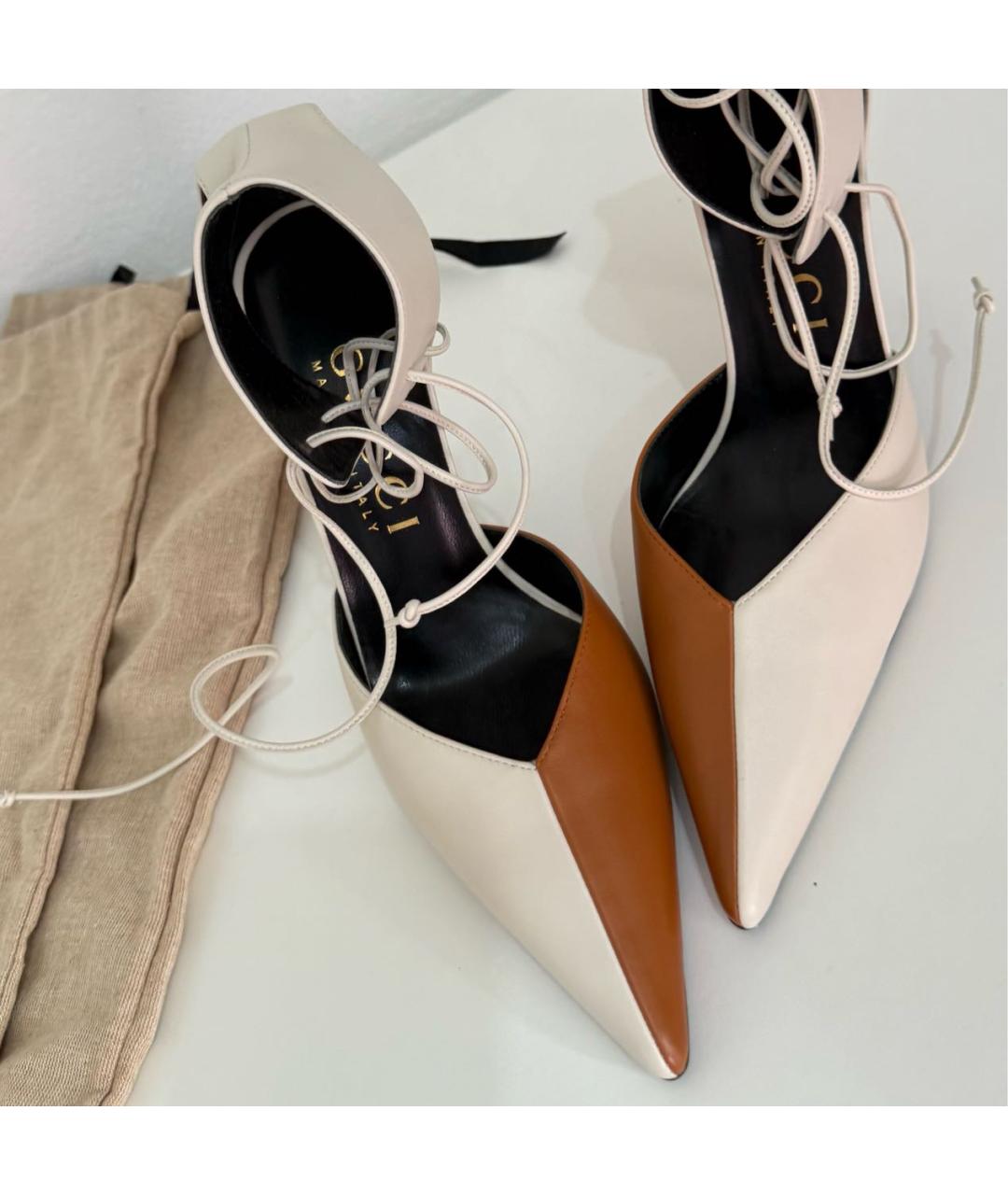 GUCCI Бежевые кожаные туфли, фото 6