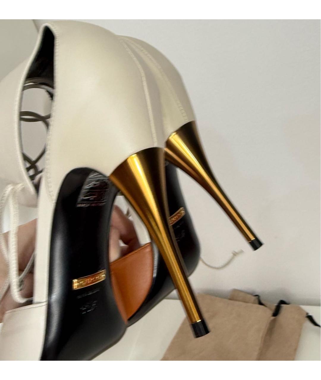 GUCCI Бежевые кожаные туфли, фото 5