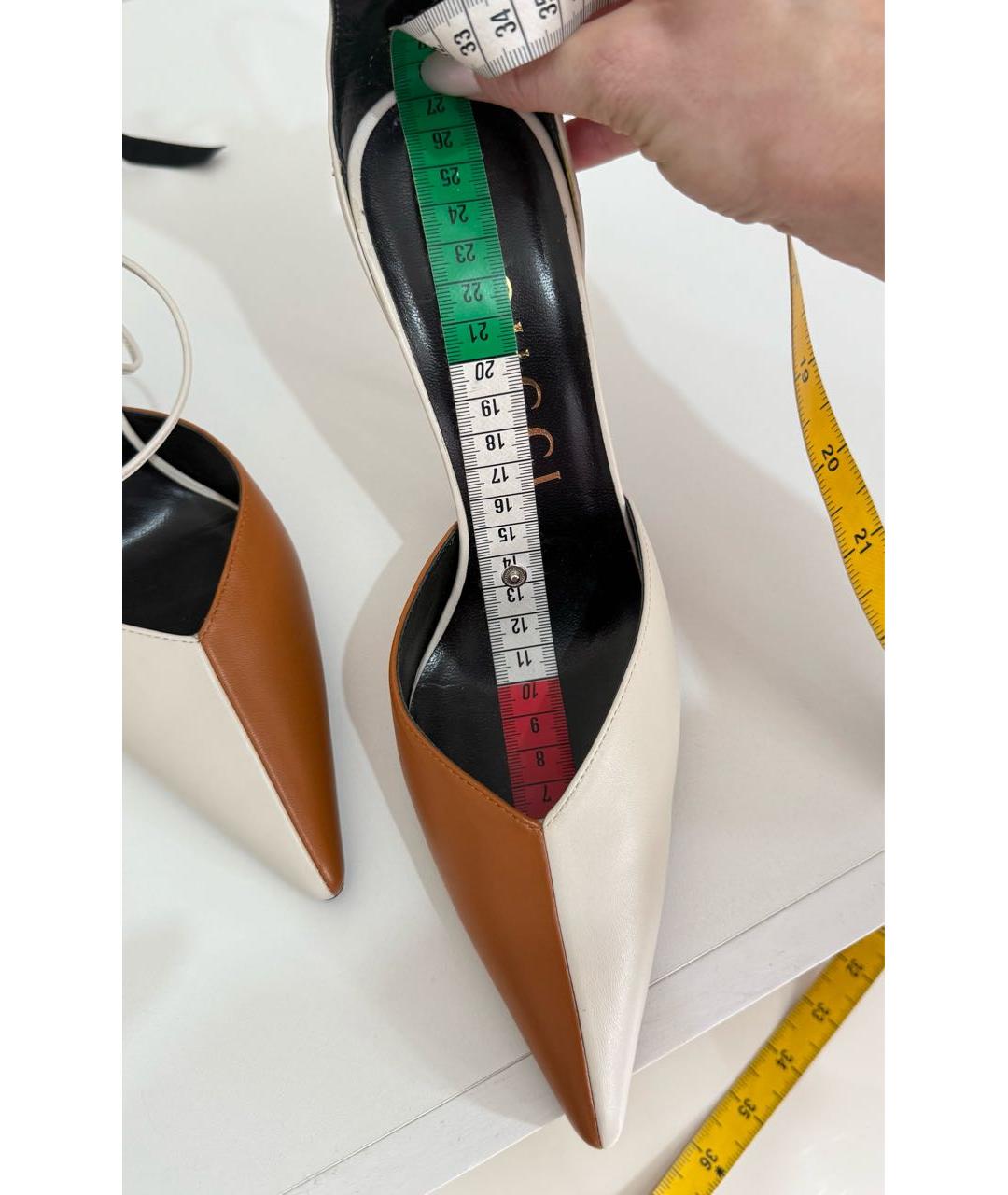 GUCCI Бежевые кожаные туфли, фото 7