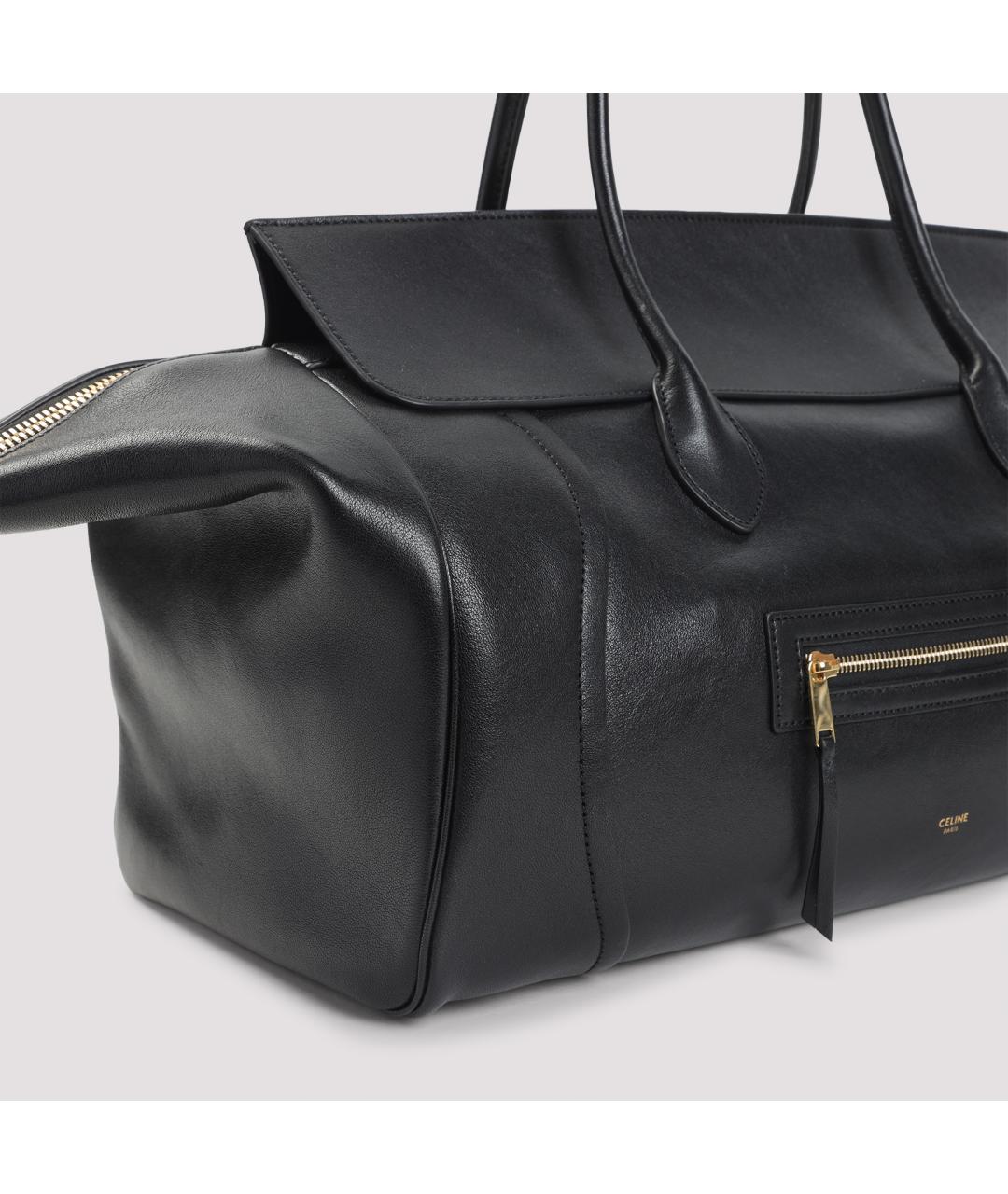 CELINE Черная кожаная сумка тоут, фото 5