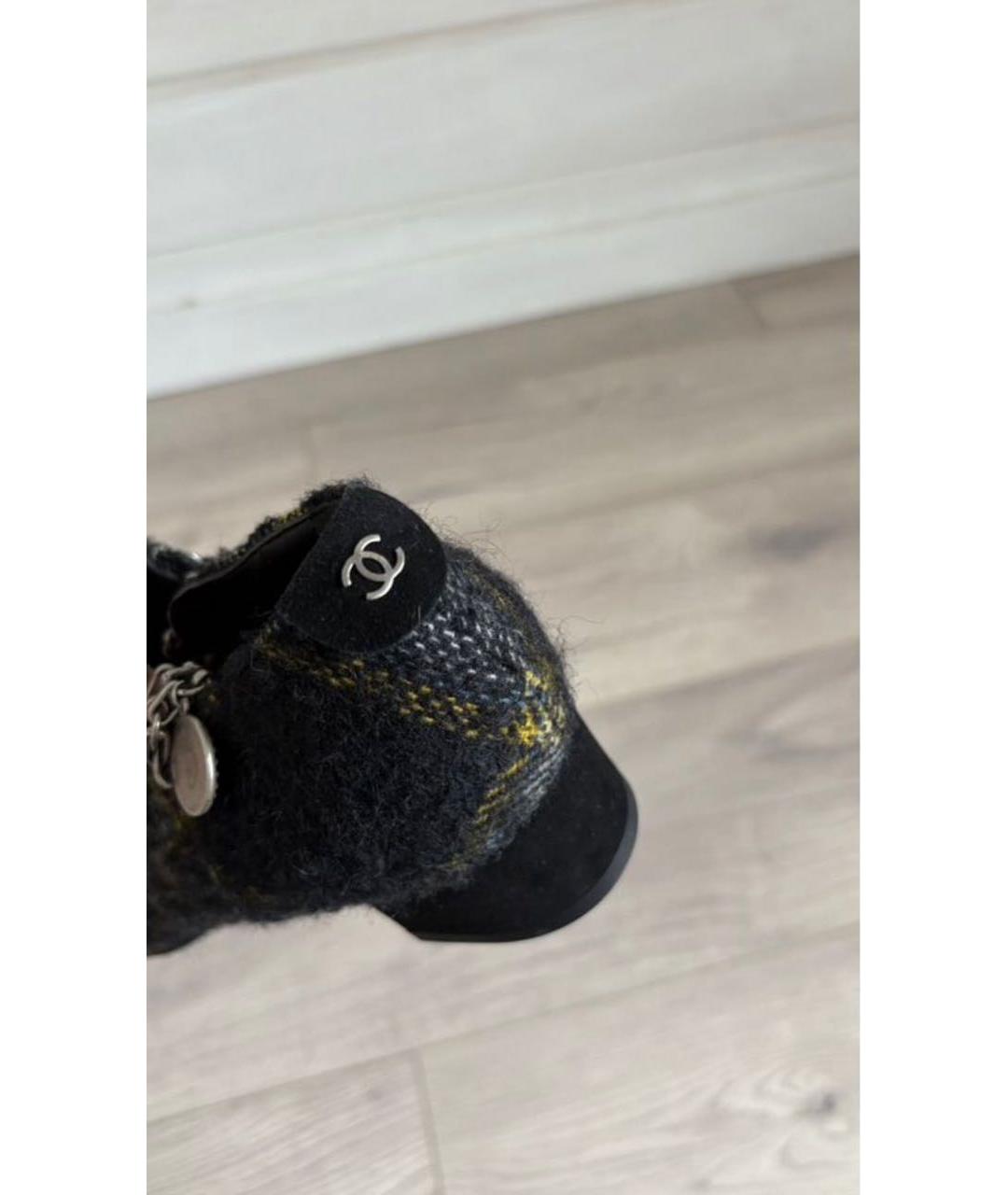 CHANEL Антрацитовые текстильные ботинки, фото 5