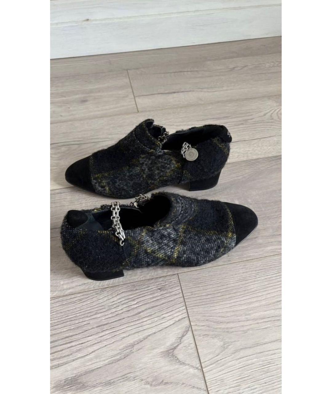 CHANEL Антрацитовые текстильные ботинки, фото 9