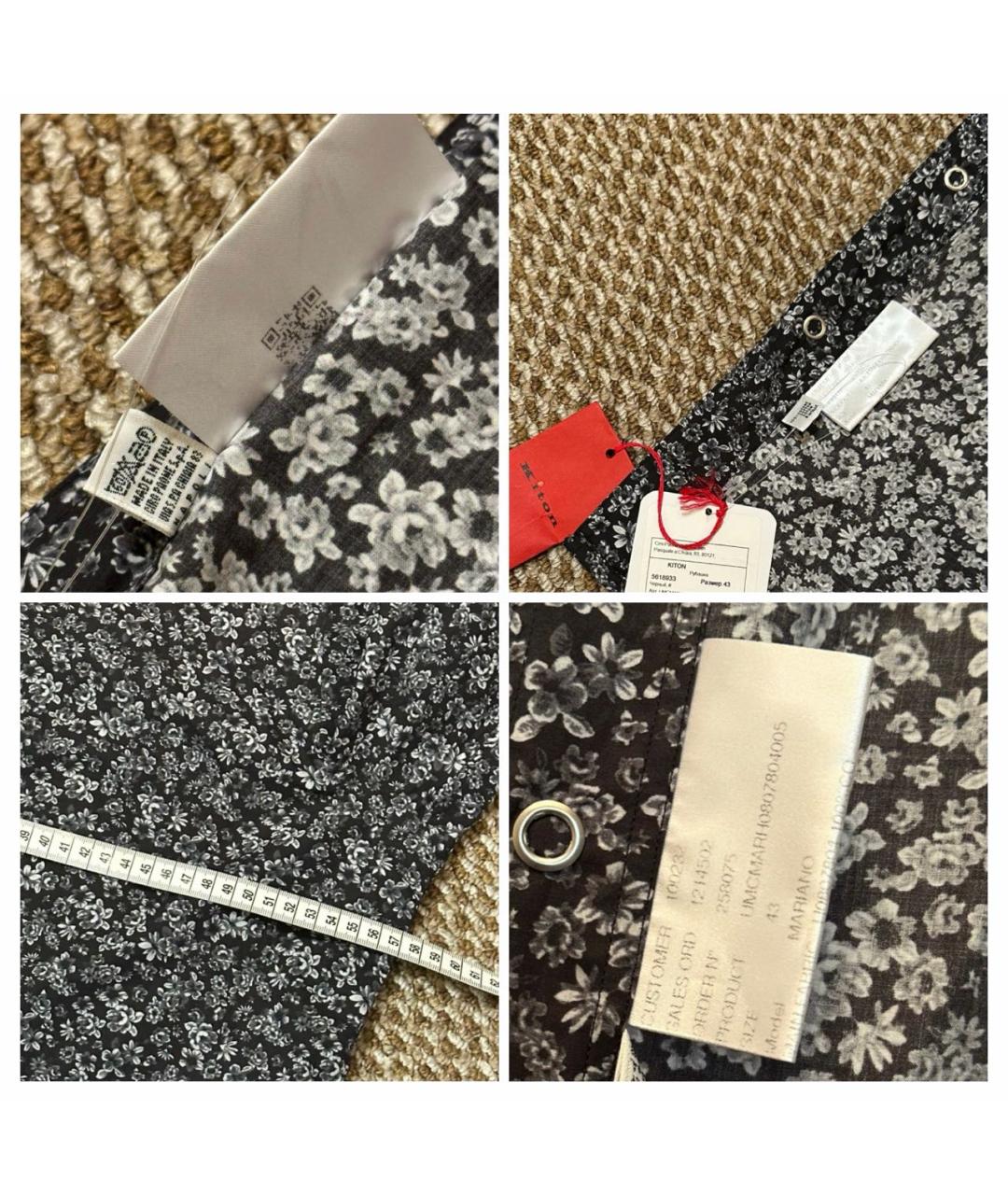 KITON Антрацитовая хлопковая кэжуал рубашка, фото 6