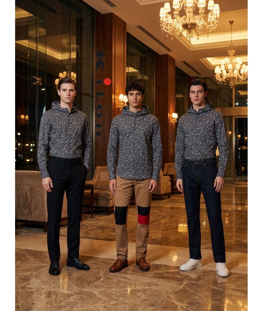 KITON Антрацитовая хлопковая кэжуал рубашка, фото 2