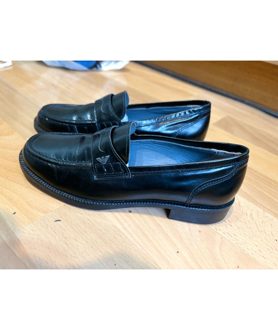 ARMANI JUNIOR Черные кожаные лоферы/мокасины, фото 5