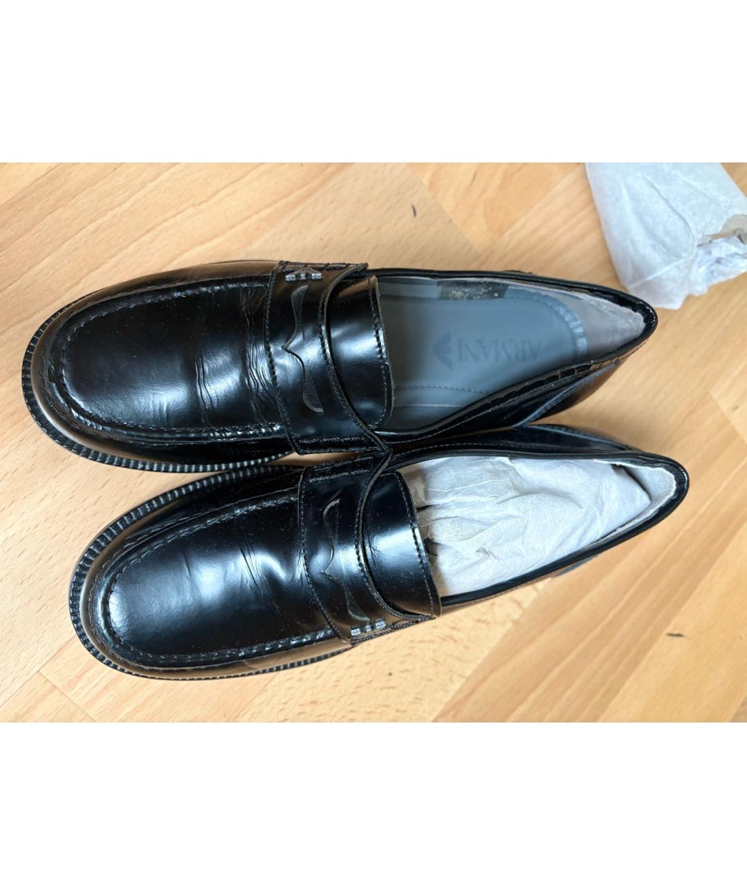 ARMANI JUNIOR Черные кожаные лоферы/мокасины, фото 4