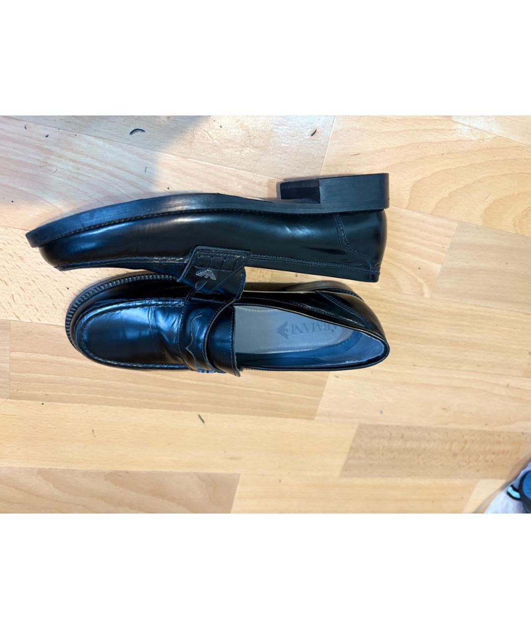 ARMANI JUNIOR Черные кожаные лоферы/мокасины, фото 3