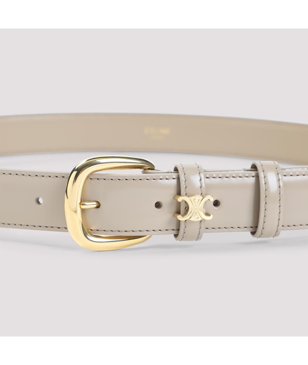 CELINE Бежевый кожаный ремень, фото 4