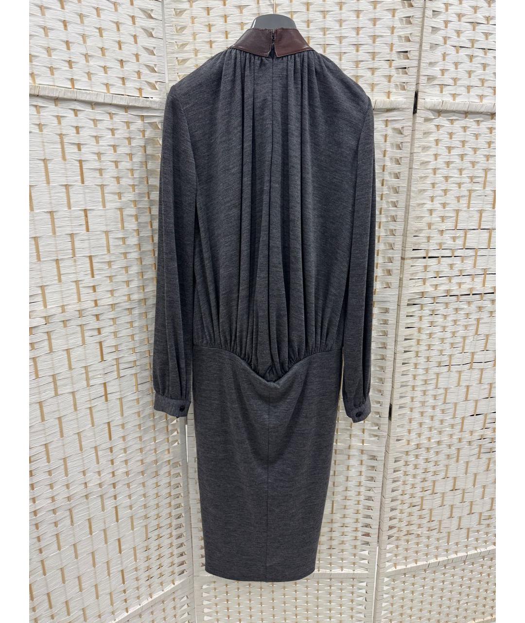 TOM FORD Серое шерстяное повседневное платье, фото 2