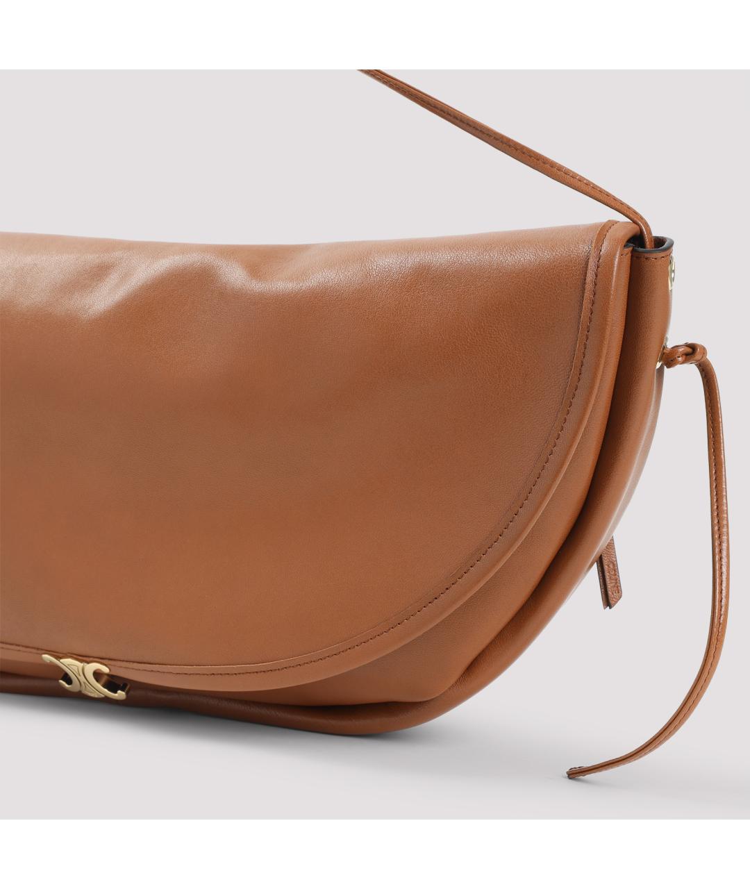 CELINE Коричневая кожаная сумка через плечо, фото 5