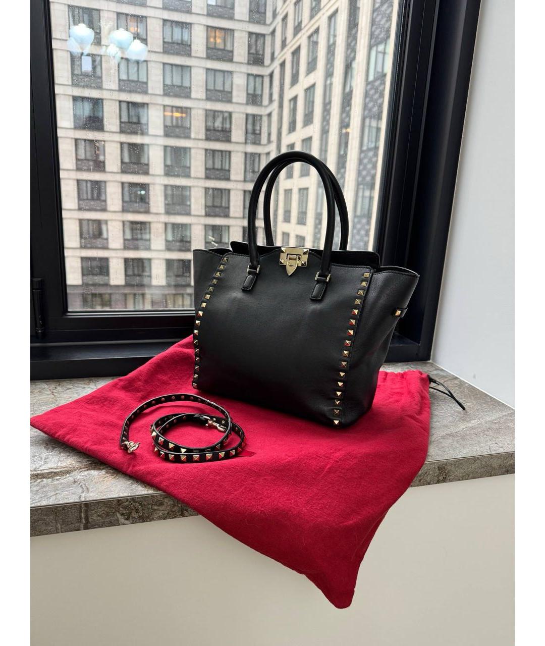 VALENTINO Черная кожаная сумка тоут, фото 2