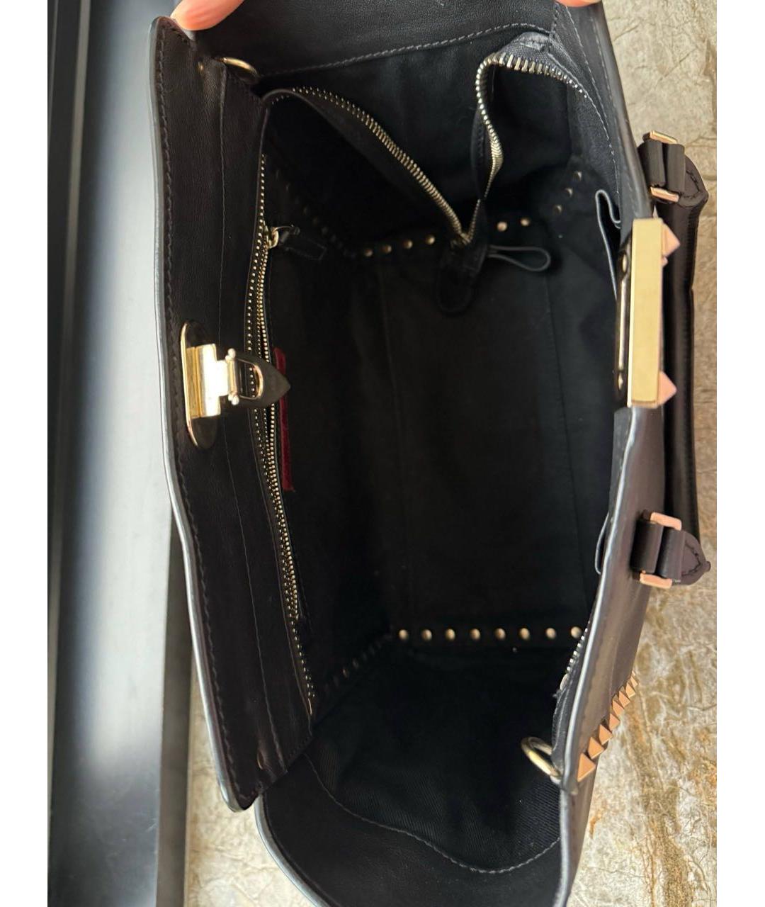 VALENTINO Черная кожаная сумка тоут, фото 4