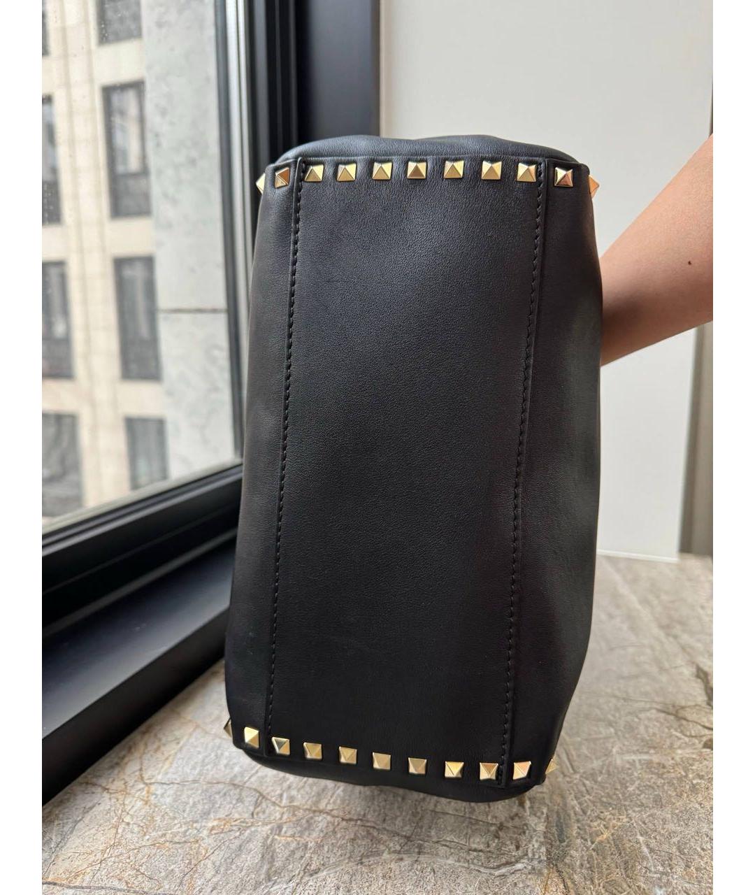 VALENTINO Черная кожаная сумка тоут, фото 5