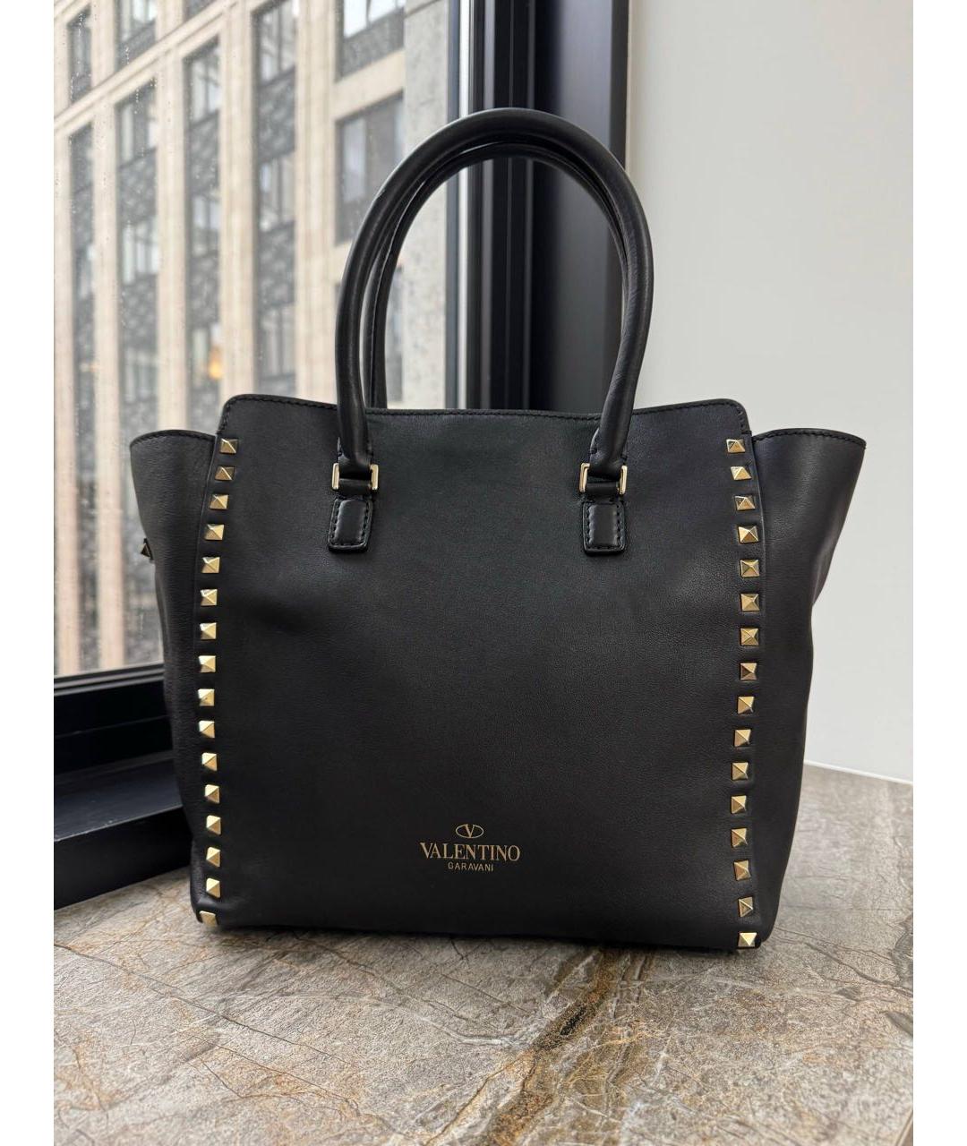 VALENTINO Черная кожаная сумка тоут, фото 3