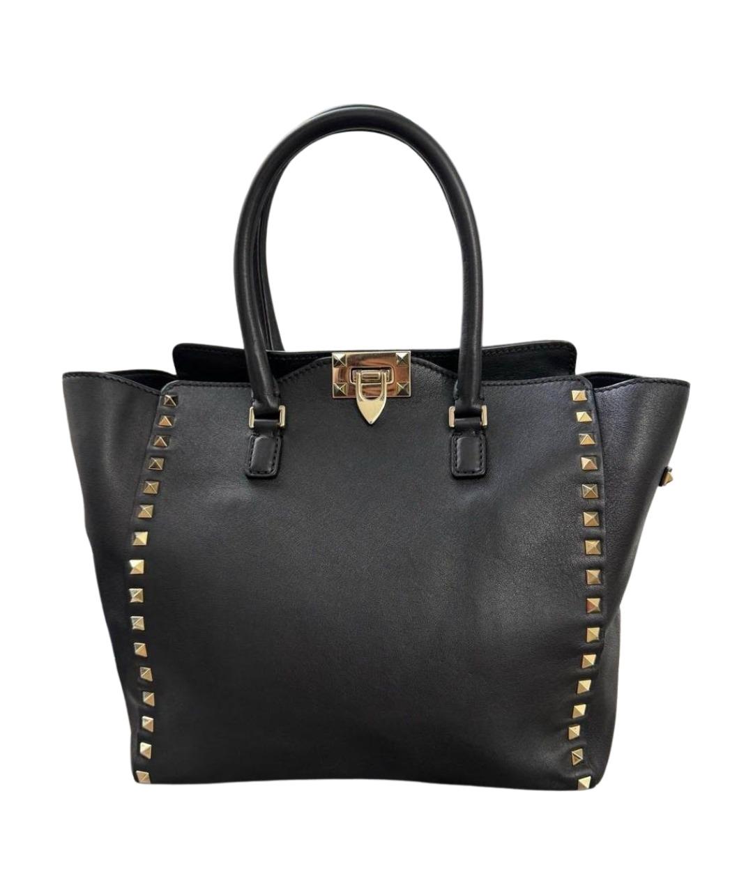 VALENTINO Черная кожаная сумка тоут, фото 1