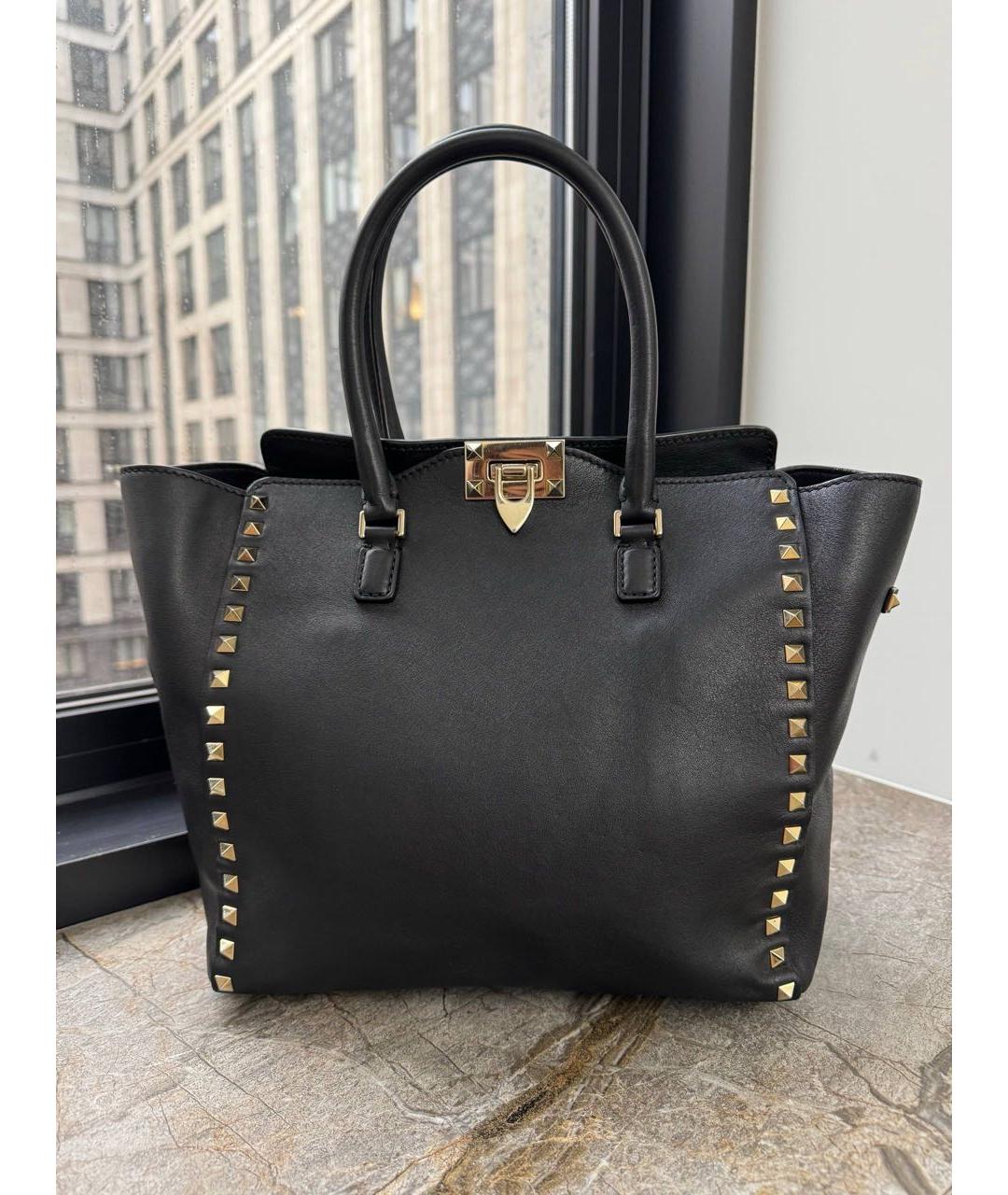 VALENTINO Черная кожаная сумка тоут, фото 6