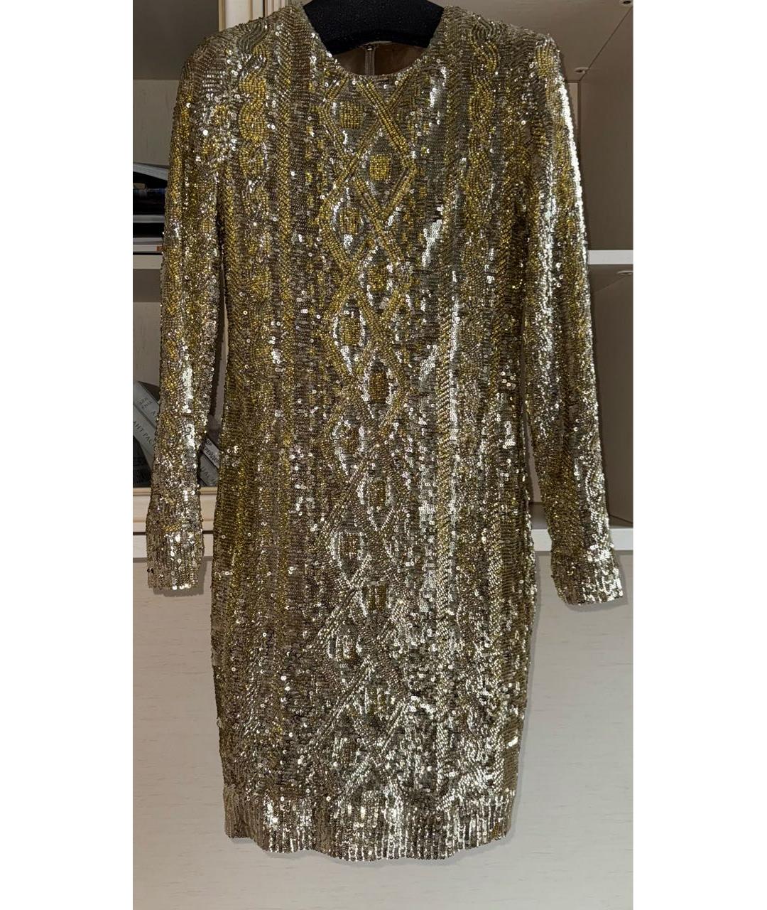 MAX MARA Золотое полиамидовое вечернее платье, фото 5