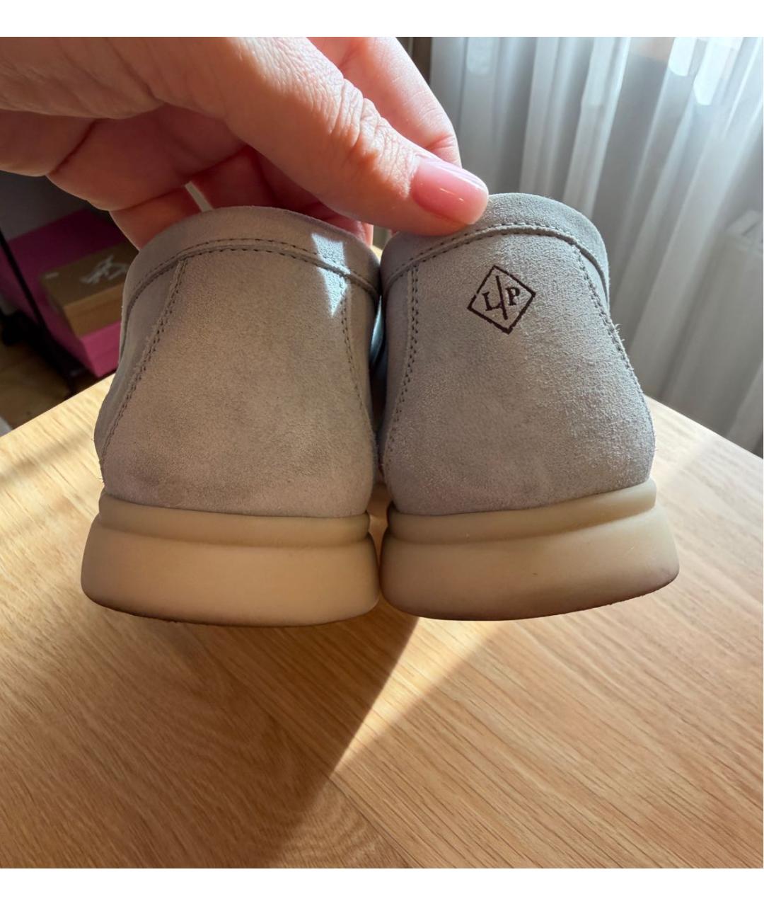 LORO PIANA Голубые замшевые лоферы, фото 5