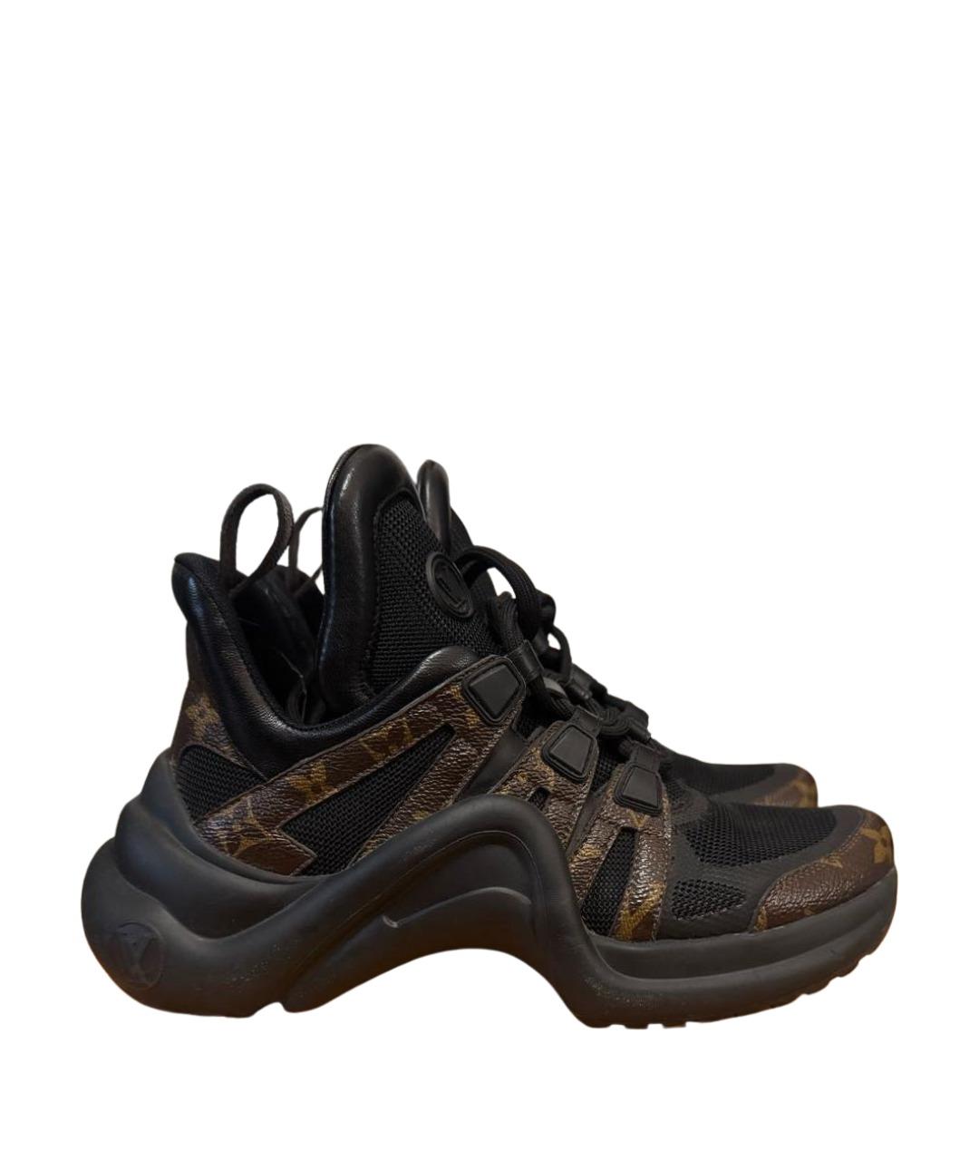 LOUIS VUITTON Черные кожаные кроссовки, фото 1