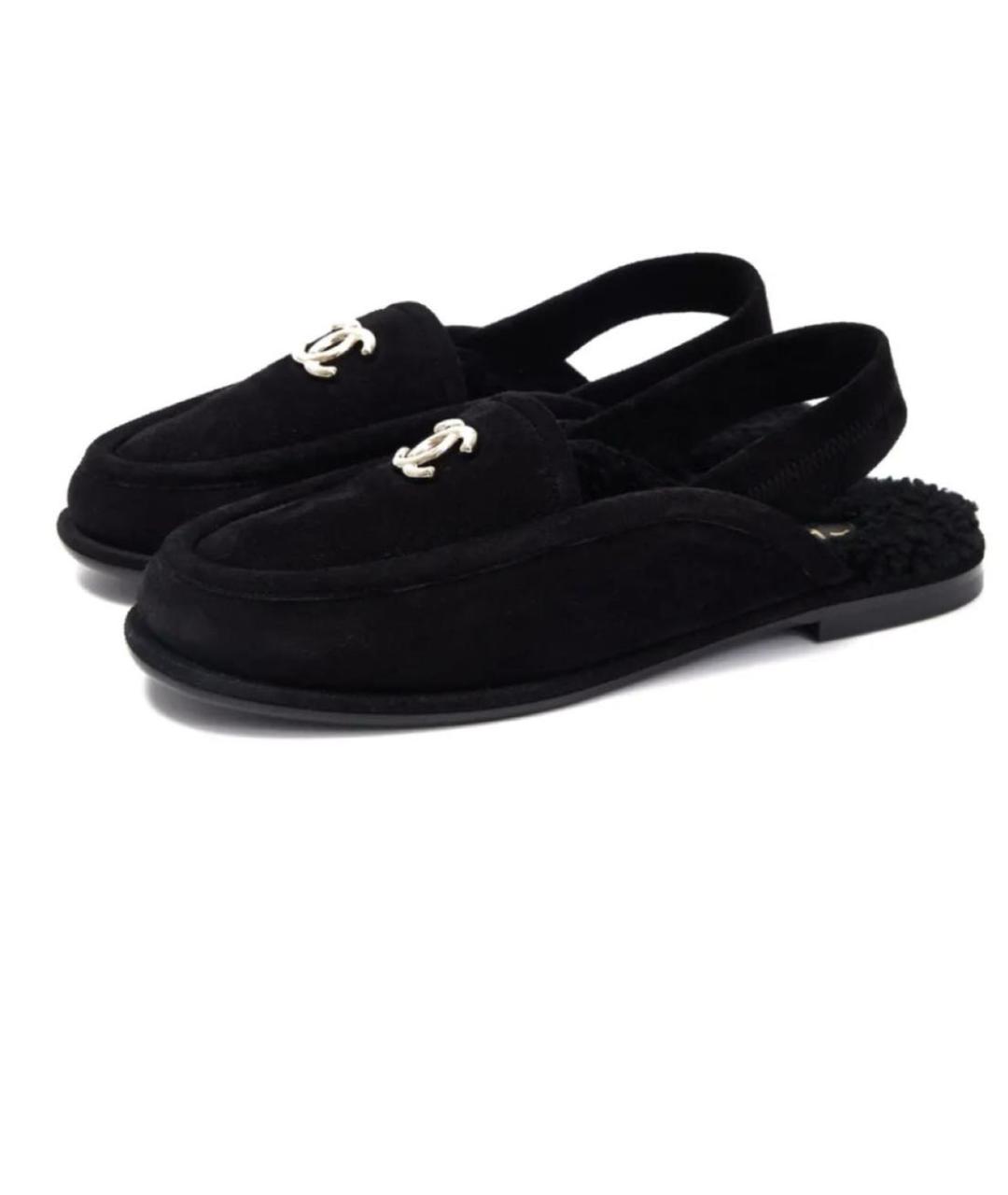 CHANEL Черные замшевые лоферы, фото 2
