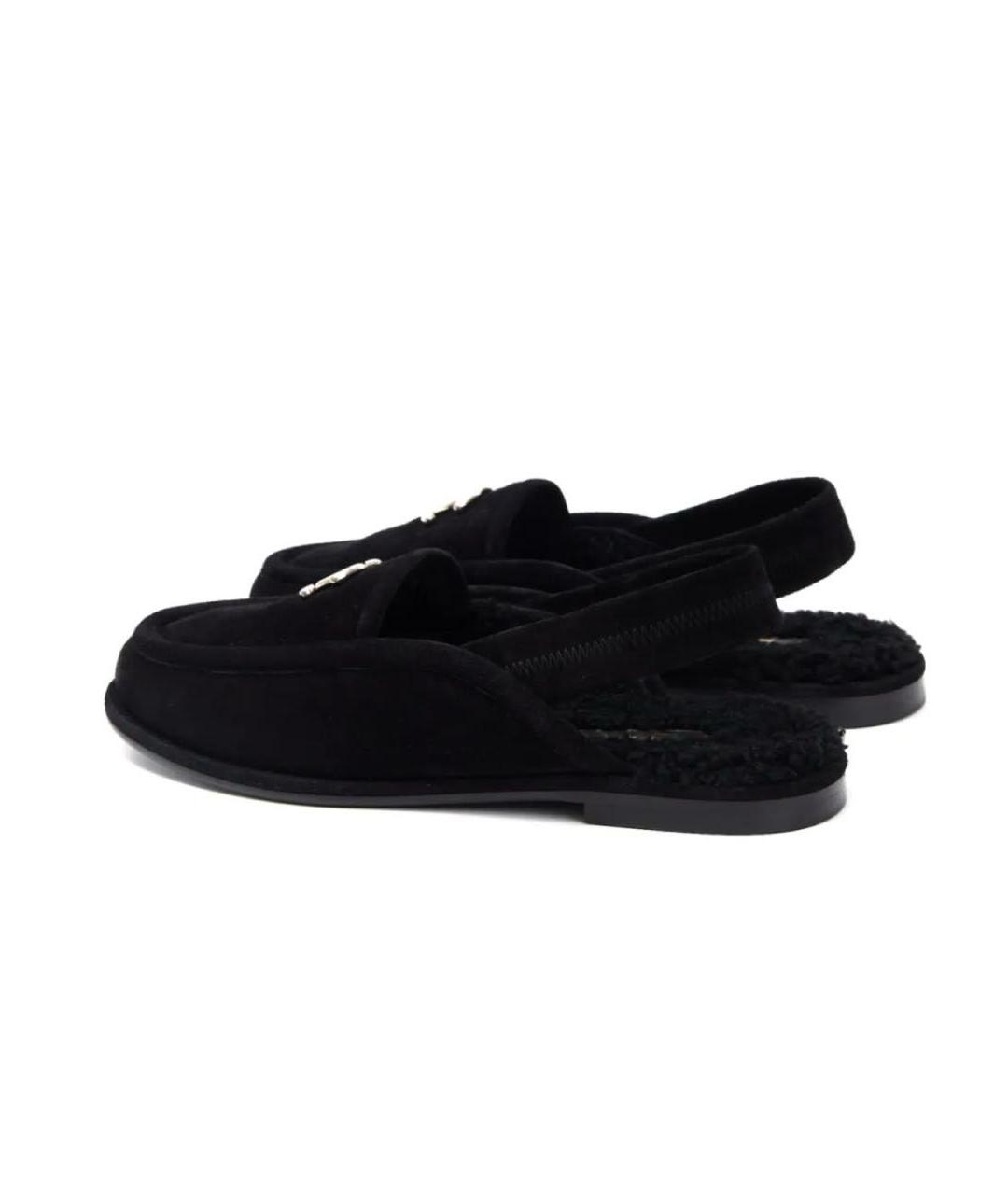 CHANEL Черные замшевые лоферы, фото 4