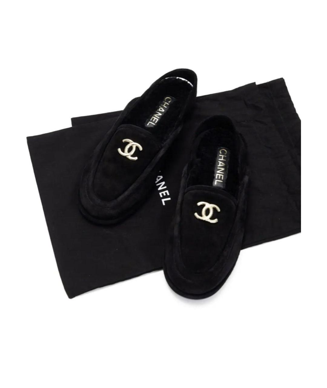 CHANEL Черные замшевые лоферы, фото 3