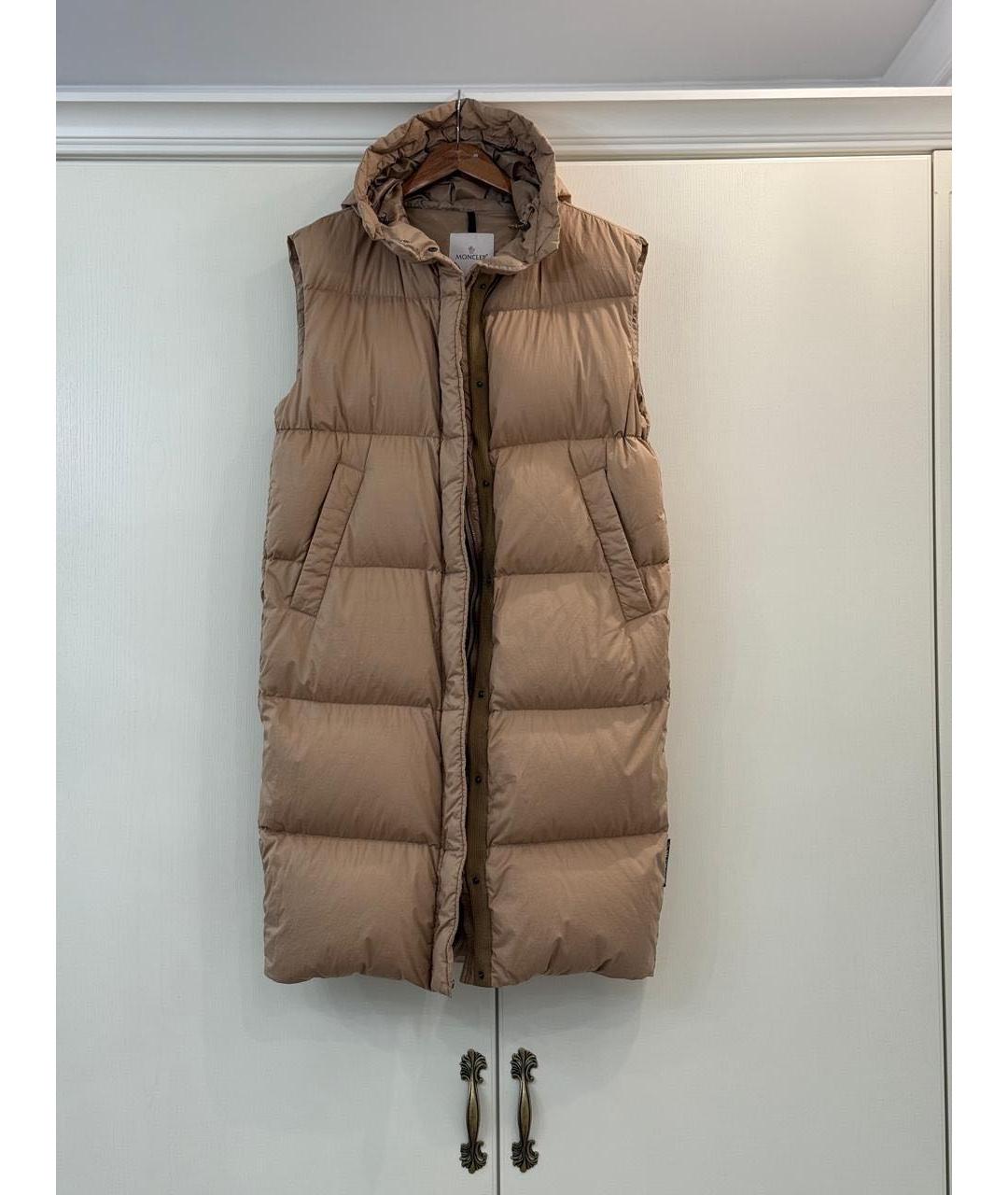 MONCLER Бежевый полиэстеровый жилет, фото 5