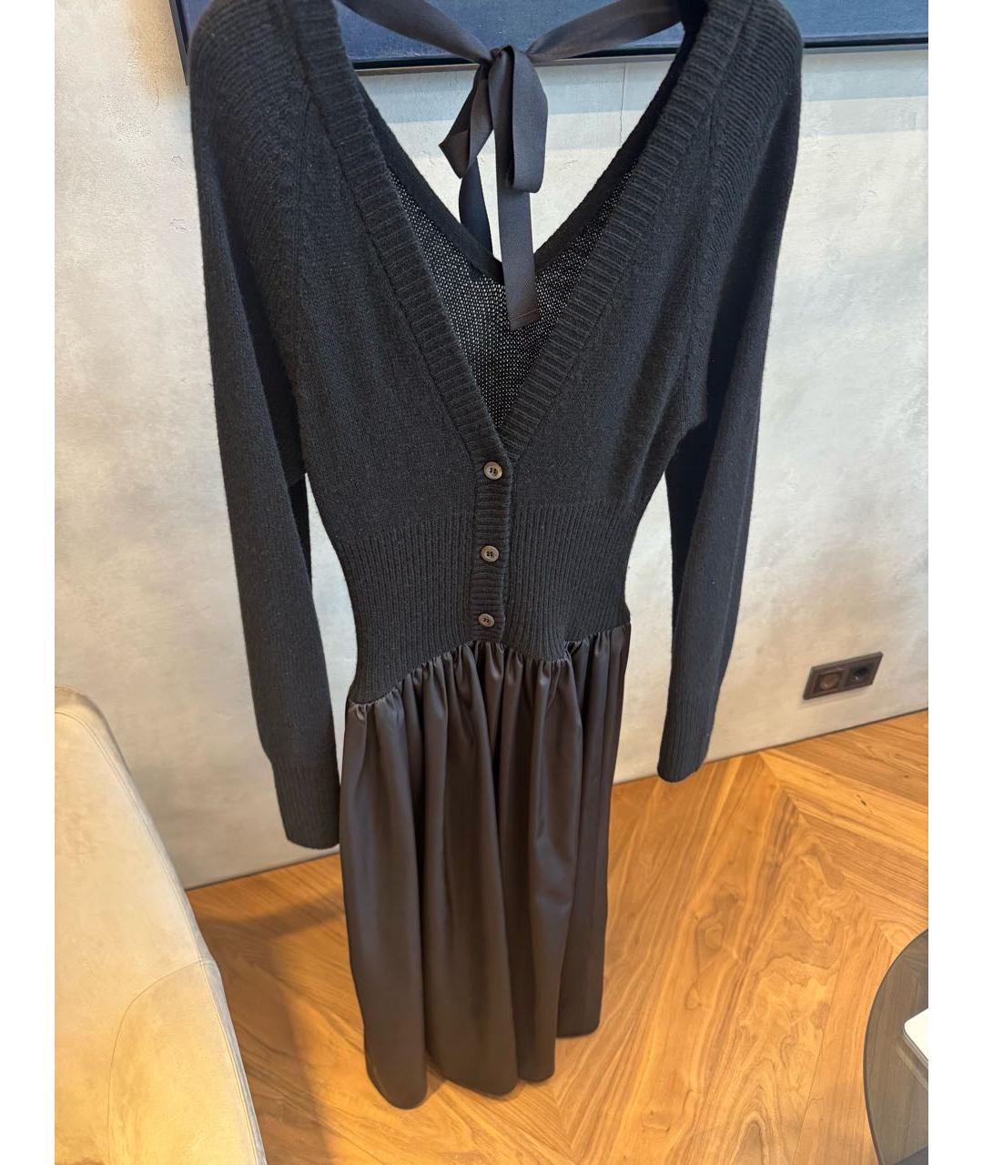 PRADA Черное кашемировое повседневное платье, фото 5