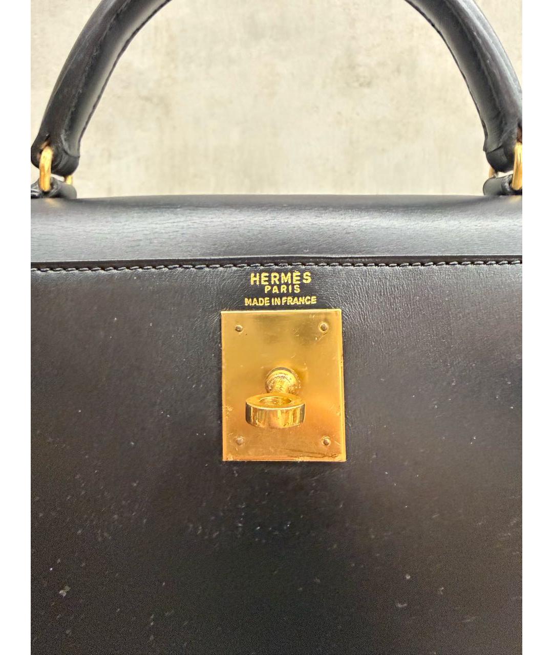 HERMES Черная кожаная сумка с короткими ручками, фото 7