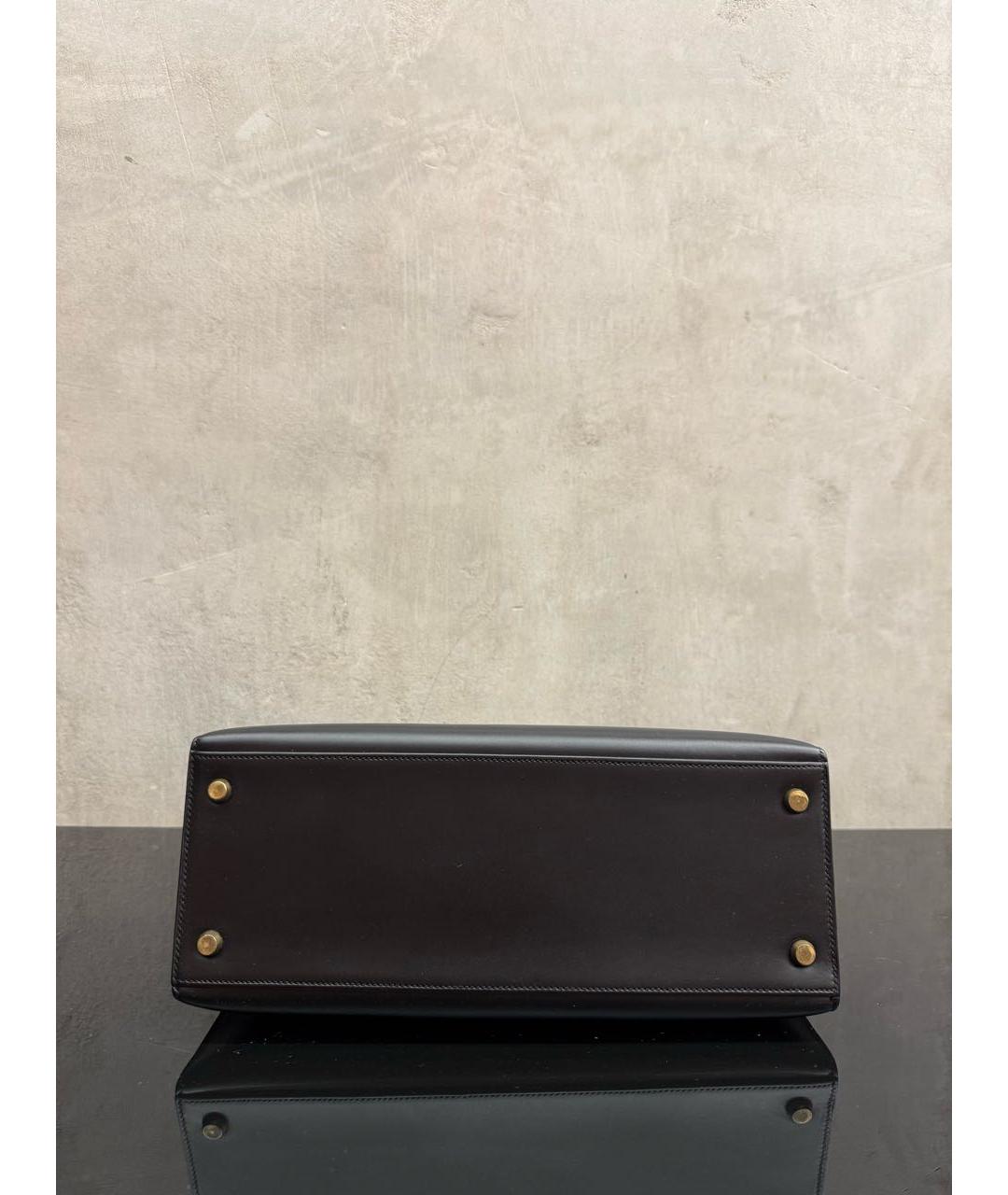 HERMES Черная кожаная сумка с короткими ручками, фото 6