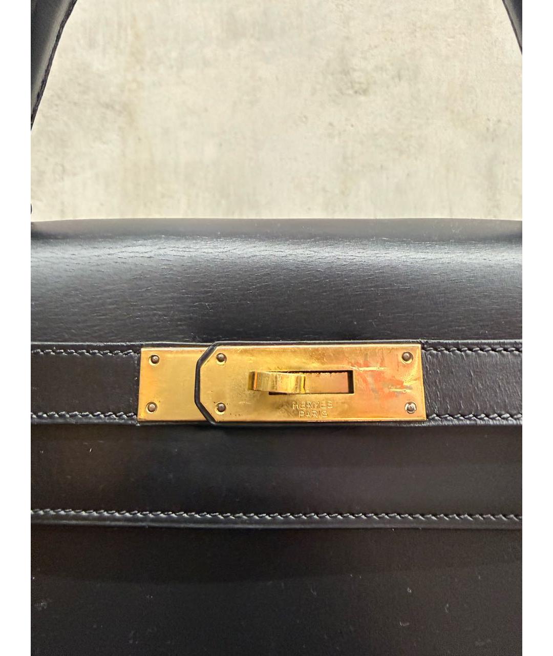 HERMES Черная кожаная сумка с короткими ручками, фото 5