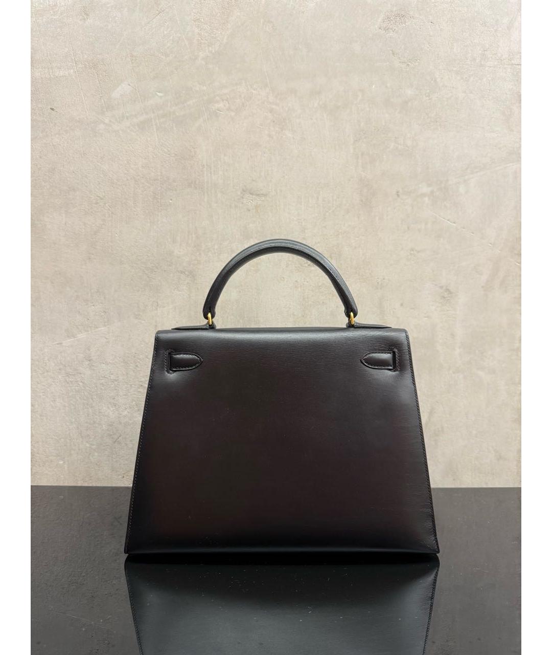 HERMES Черная кожаная сумка с короткими ручками, фото 2
