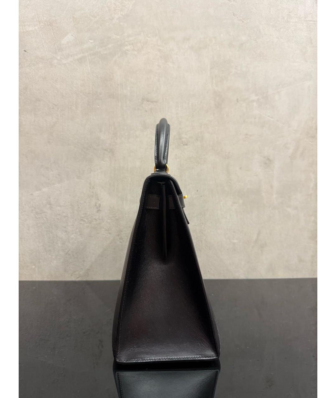 HERMES Черная кожаная сумка с короткими ручками, фото 3