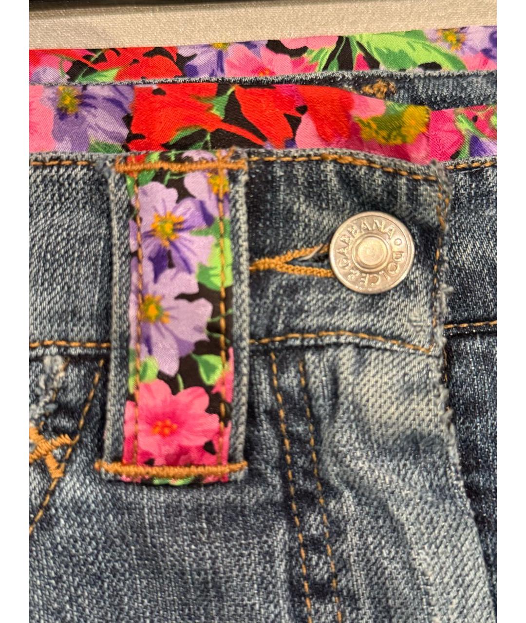 DOLCE&GABBANA Синяя хлопковая юбка миди, фото 8