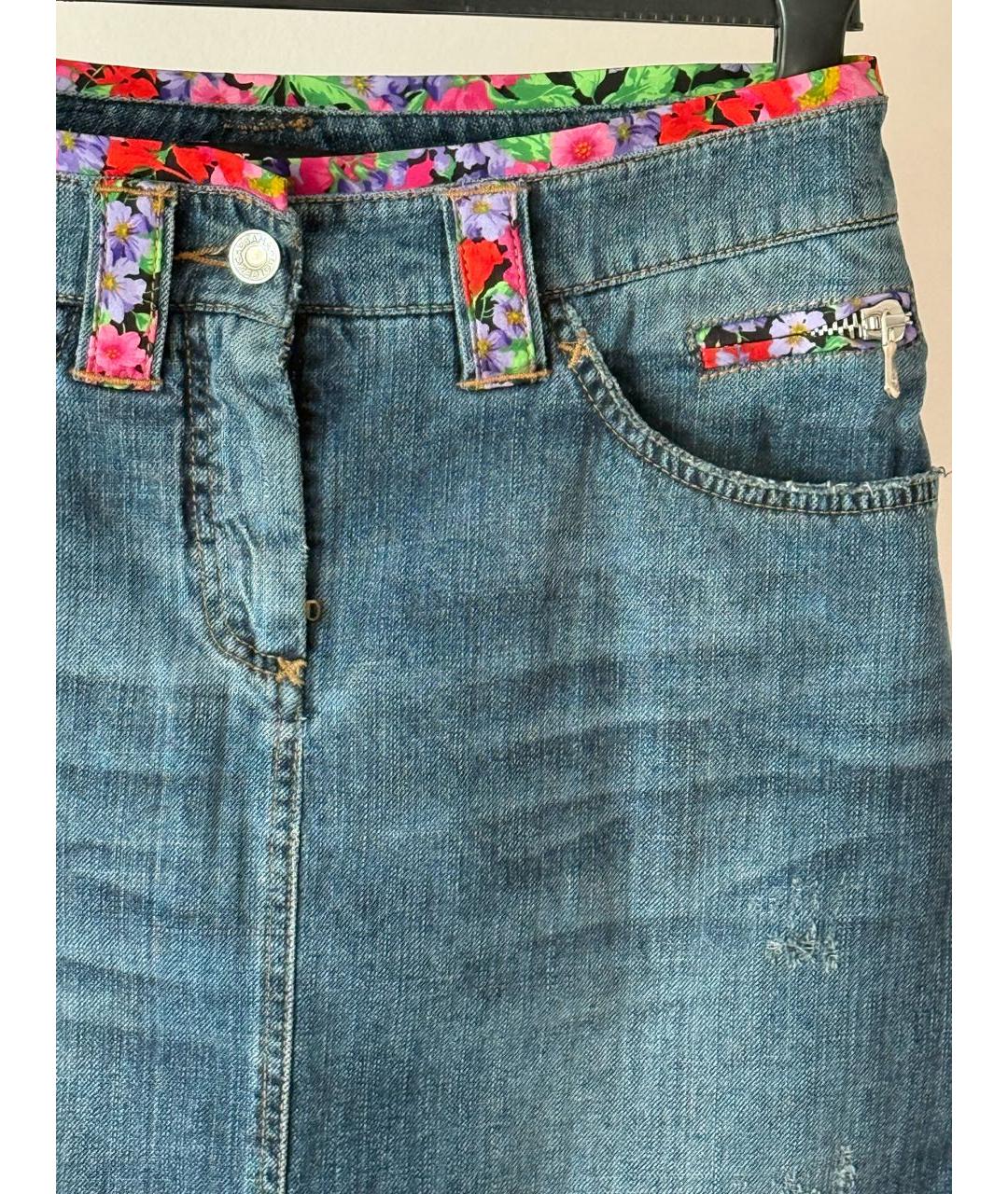 DOLCE&GABBANA Синяя хлопковая юбка миди, фото 3