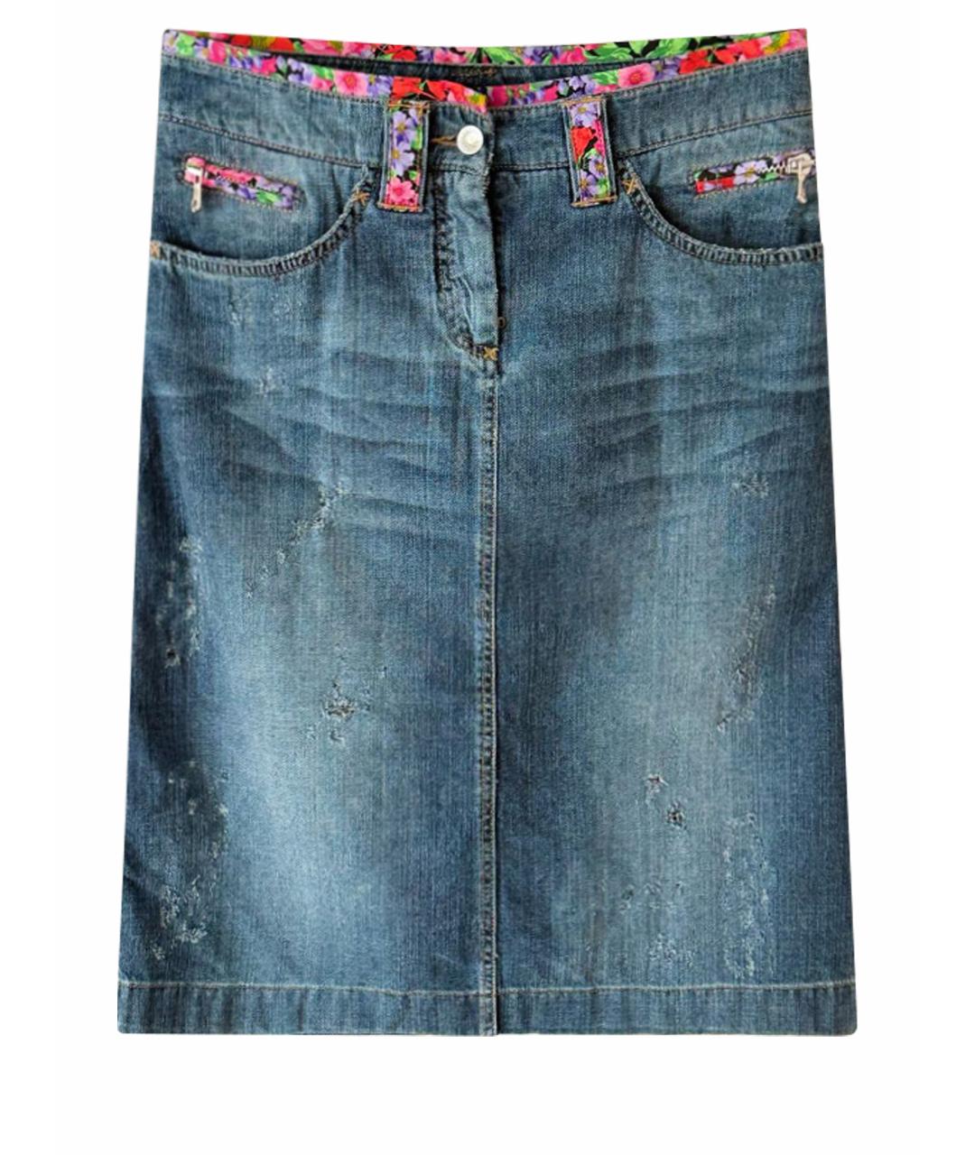 DOLCE&GABBANA Синяя хлопковая юбка миди, фото 1