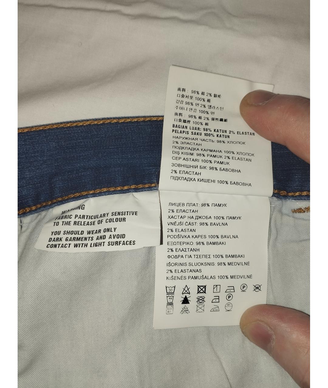 PRADA Синие хлопковые прямые джинсы, фото 6