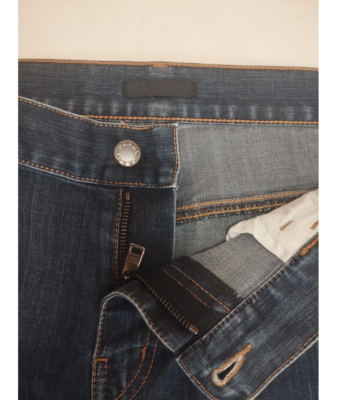 PRADA Синие хлопковые прямые джинсы, фото 3