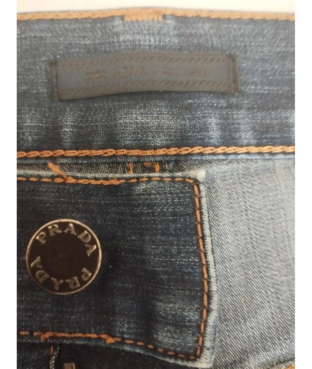 PRADA Синие хлопковые прямые джинсы, фото 4